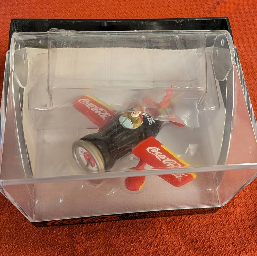 Vintage 1999 Coca Cola Coke Bottle Shaped Airplane Mini Clock w/ Box - Picture 4 of 5
